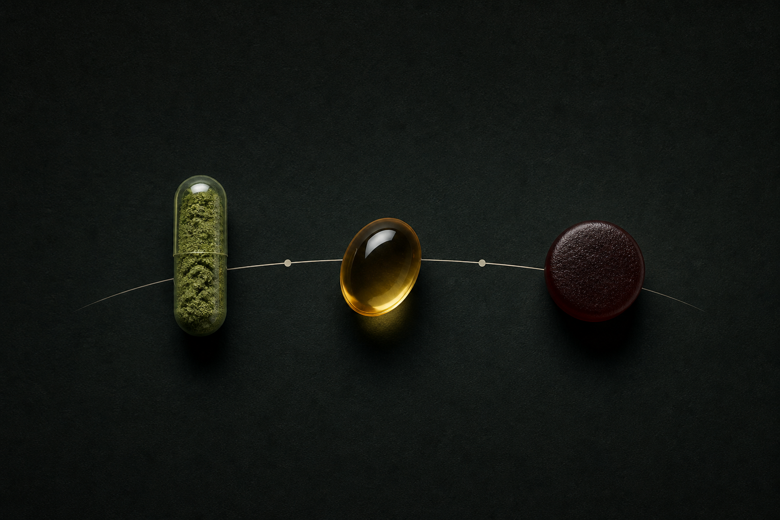 One daily system — capsule, softgel, and gummy matched to absorption